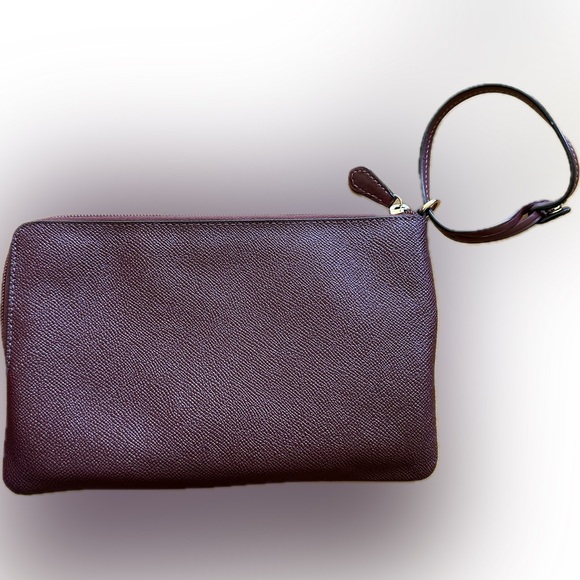 Coach storypatch maroon burgundy leather wristlet clutch - Picture 2 of 6